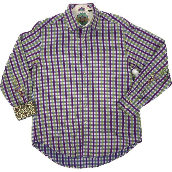 Robert Graham Sz L Plaid Button Up Shirt - Picture 1 of 11